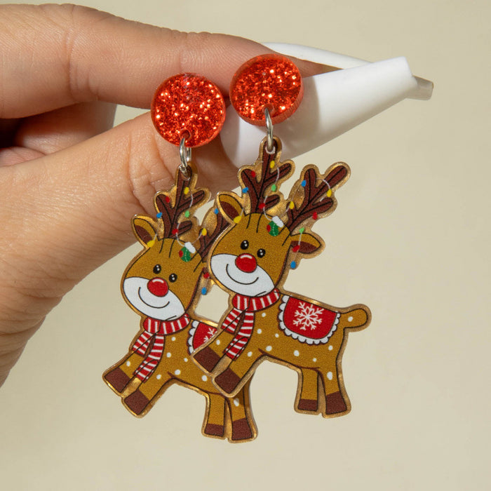 Wholesale Cute Christmas Cartoon Acrylic Snowflake Earrings