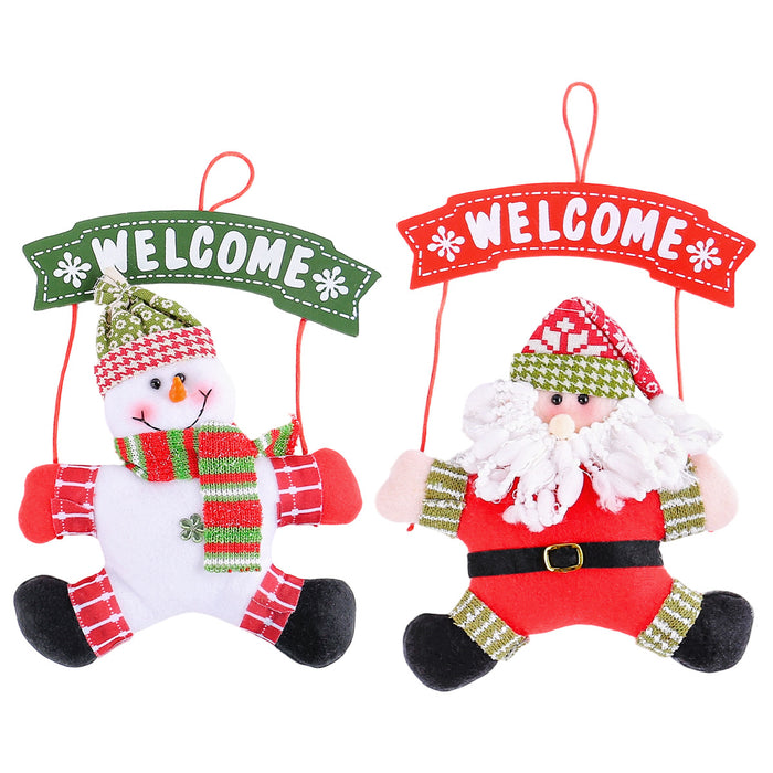 Wholesale Christmas Decorations Cute Christmas Tree Three-Dimensional Pendant Door Sign  Snowman Wooden