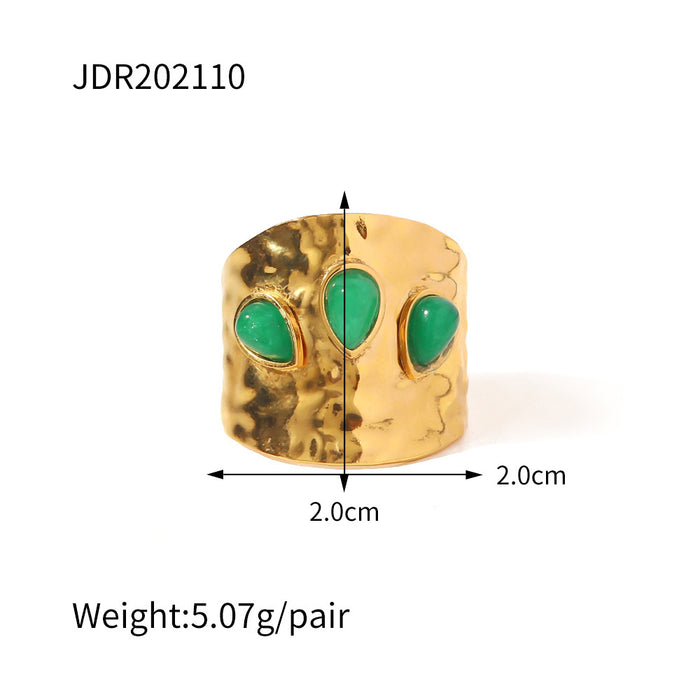 Wholesale Natural stone ring, versatile gemstone bracelet, titanium steel open ring