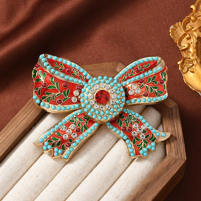 Wholesale Palace Vintage Glazed Bow Brooches Suit et Accessories