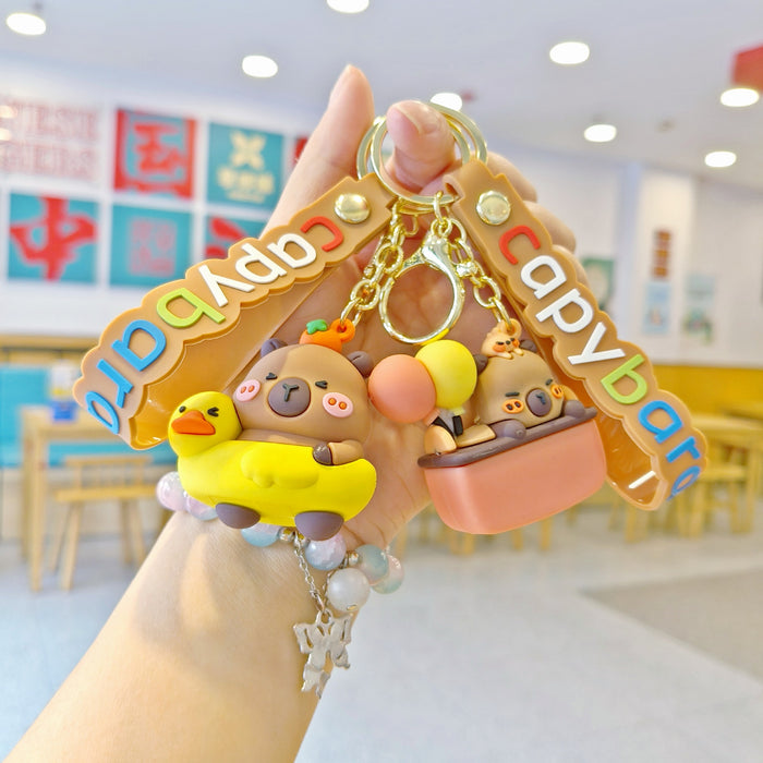 Wholesale Cartoon Keychain Cute Capybara Doll School Bag Pendant Car Keychain Doll Machine Small Gift