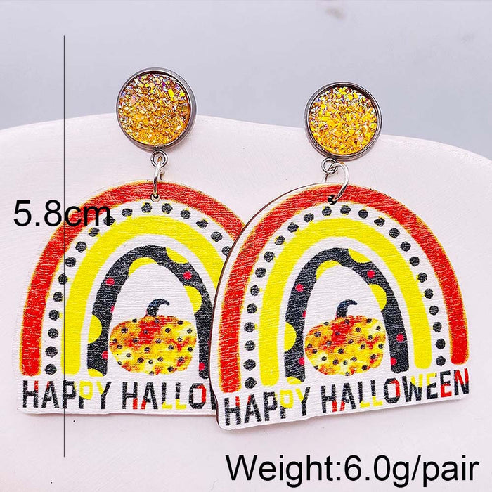 Wholesale  Earrings Pumpkin Skull  Web Wooden Earrings