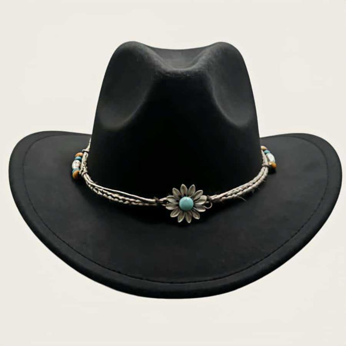 Wholesale Retro Cowboy Hat Wide Brim Wool Felt Sun Protection Fashion Accessory