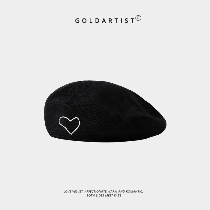 Wholesale Autumn and winter black beret women's big head circumference octagonal hat retro versatile
