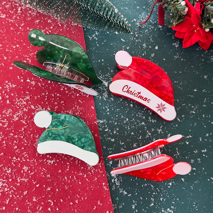 Wholesale Christmas hat clip Christmas hair clip sweet back of the head hair shark clip festive atmosphere hair accessories