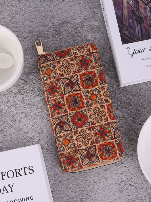 Wholesale PU Multi-function Bohemian Wallet Wood Grain Multi-card Slots Women's Wallet JDC-WT-HuLi001