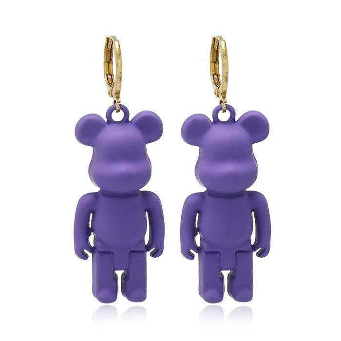 Wholesale Earrings Leather Color Bear Pendant (F) JDC-ES-ZL010