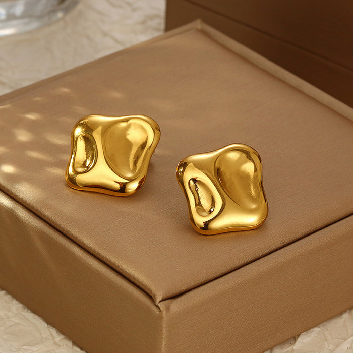 Wholesale Titanium steel geometric retro niche gold earrings