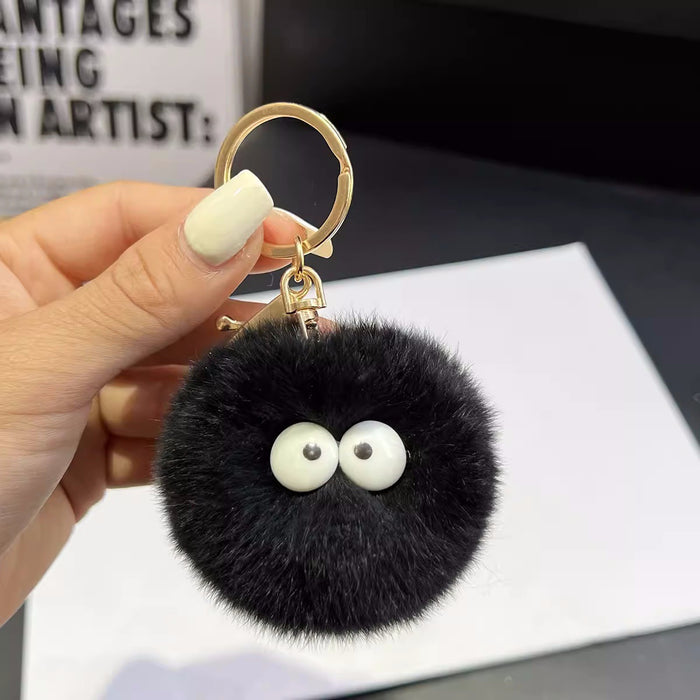Wholesale Bowknot Small Coal Ball Fuzzy Keychain