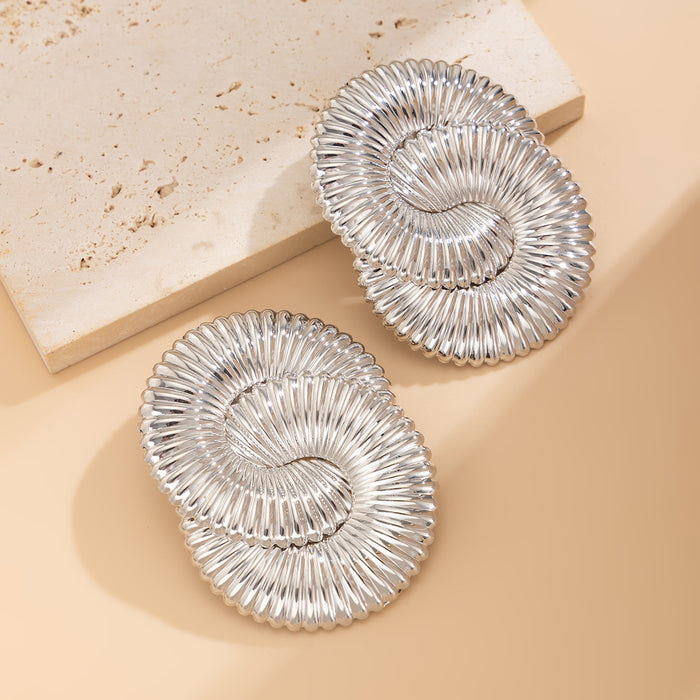 Wholesale Exaggerated Earrings Twisted Corrugated Metal Geometric Large Stud Earrings