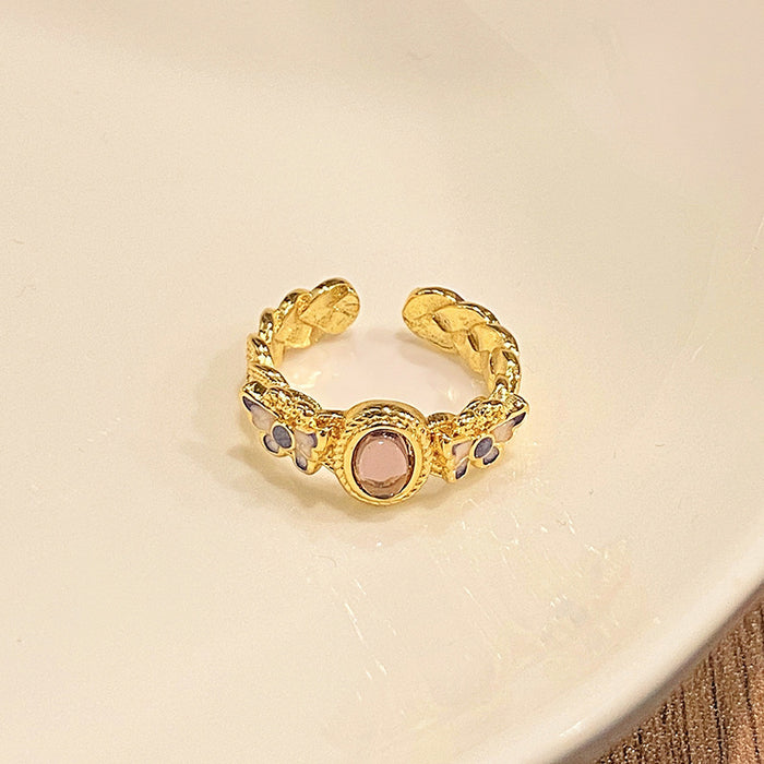 Wholesale Butterfly patterned ring, niche, retro, exquisite, high-end, layered ring