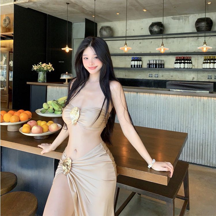 Wholesale Sexy bikini three piece skirt style split swimsuit