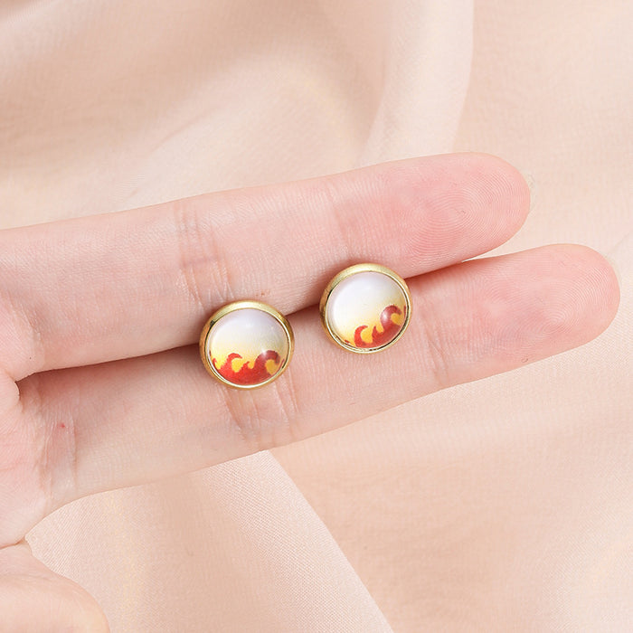 Wholesale Personalized, simple and exquisite DIY button earrings with geometric earrings