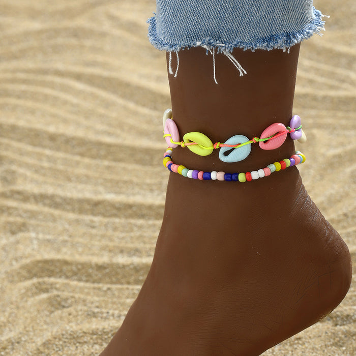 Wholesale Bohemian Shell Woven Anklet Set Fashion Accessory