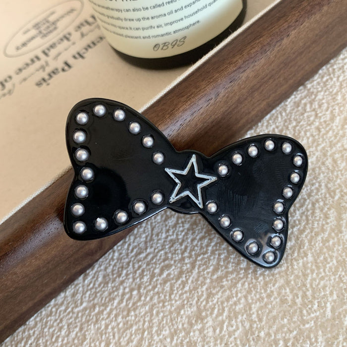 Wholesale Sweet new duckbill clip cute five-pointed star bow hairpin high-end pearl side clip hair accessories