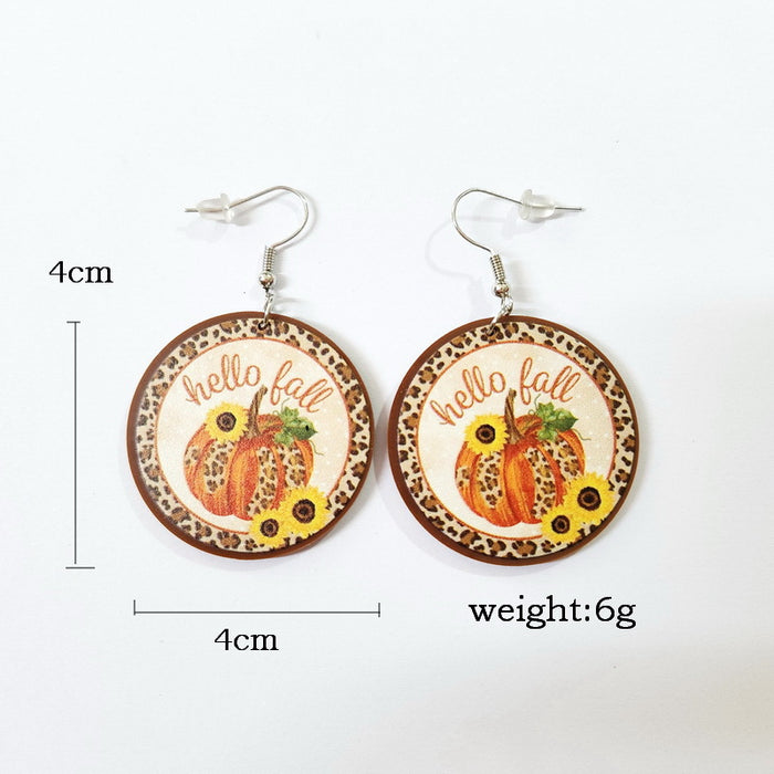 Wholesale Earrings Acrylic Mirror Leopard Blue Pumpkin Sunflower Sunflower JDC-ES-Xuep069