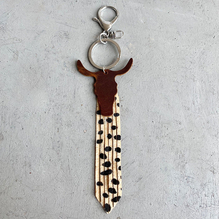 Wholesale 3pairs/pack Western Bull Head Tricolor Leopard Keychain JDC-KC-HeYi016