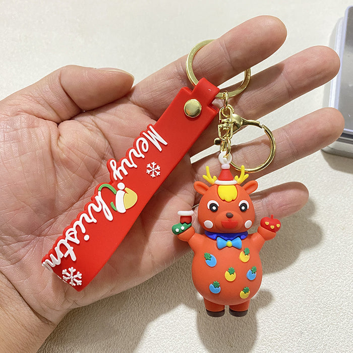 Wholesale Santa Snowman Keychain Car Bag Christmas Snowman Keychain Doll Machine Pendant Small Gift