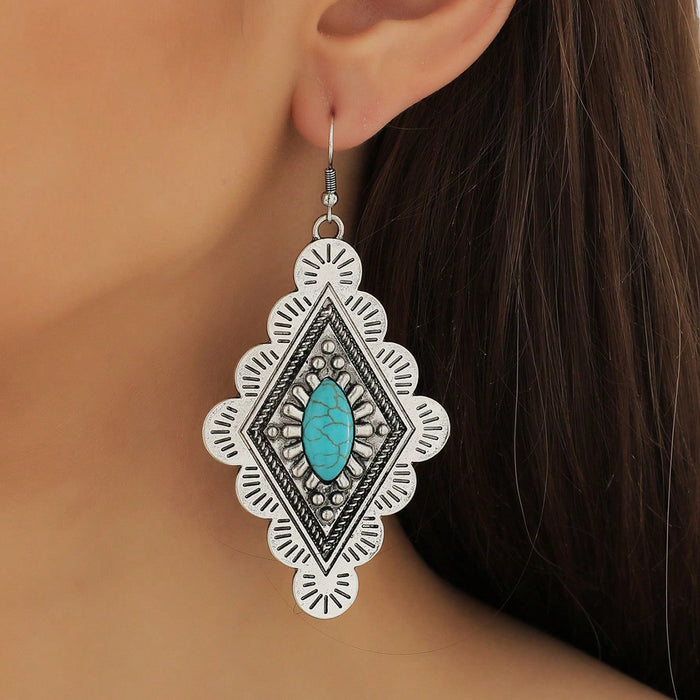 Wholesale Retro Western style turquoise decorative earrings