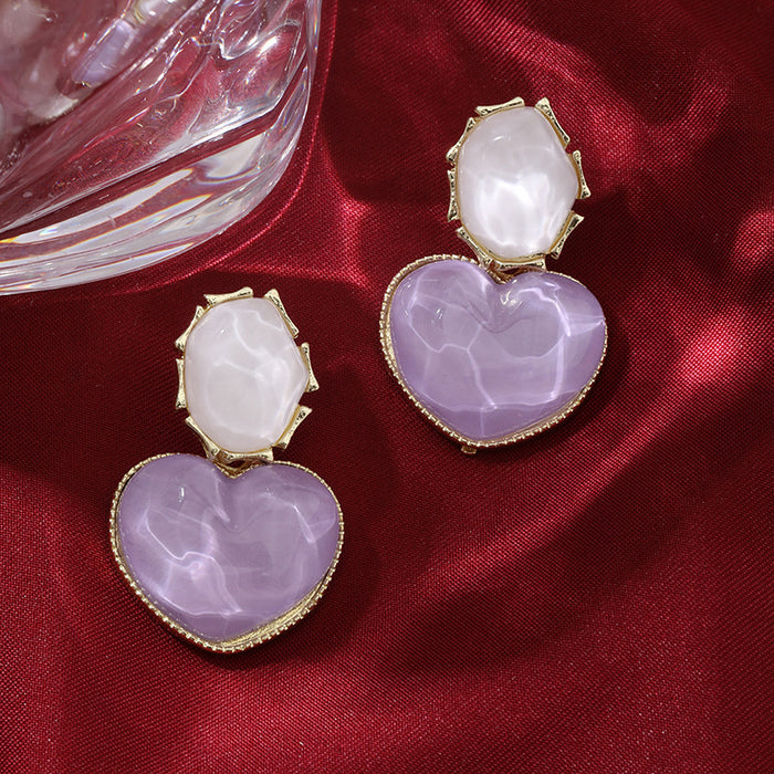 Wholesale Blue contrasting water ripple heart design earrings