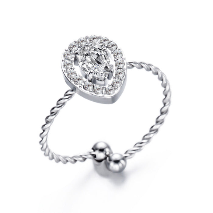 Wholesale stainless steel love diamond adjustable ring sparkling ring