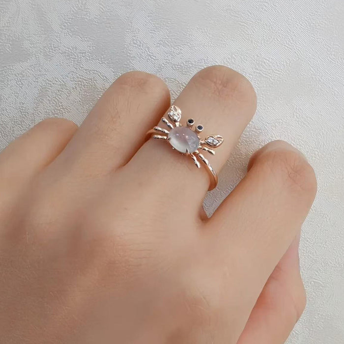 Wholesale Moonstone Crab Ring Women's Diamond Small Crab Finger Ring