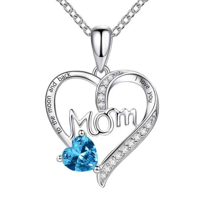 Wholesale Heart-shaped " MOM"  letter pendant necklace with rhinestones