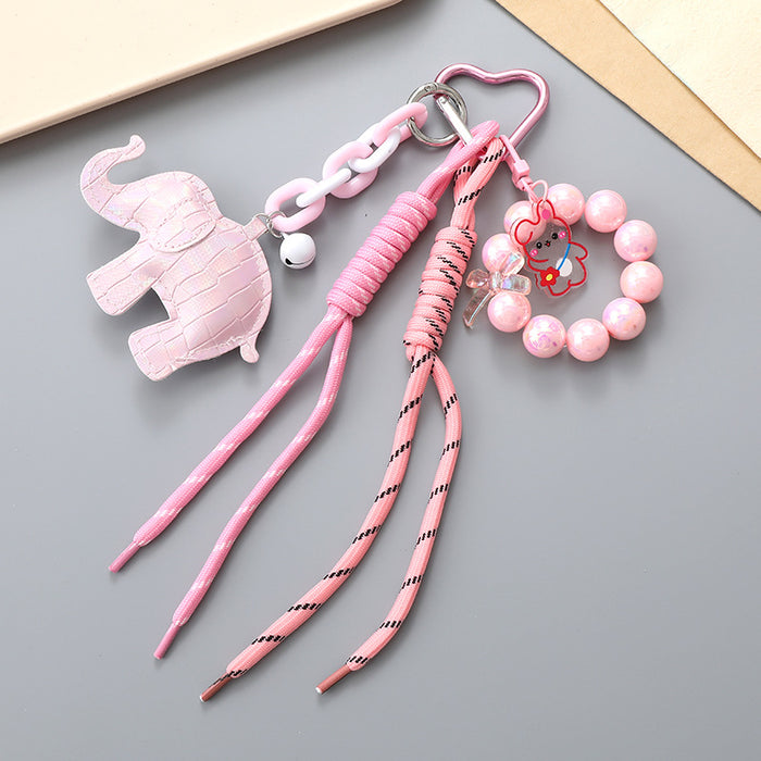 Wholesale Leather bow heart pendant luggage keychain lanyard accessories single buckle tassel pendant accessories