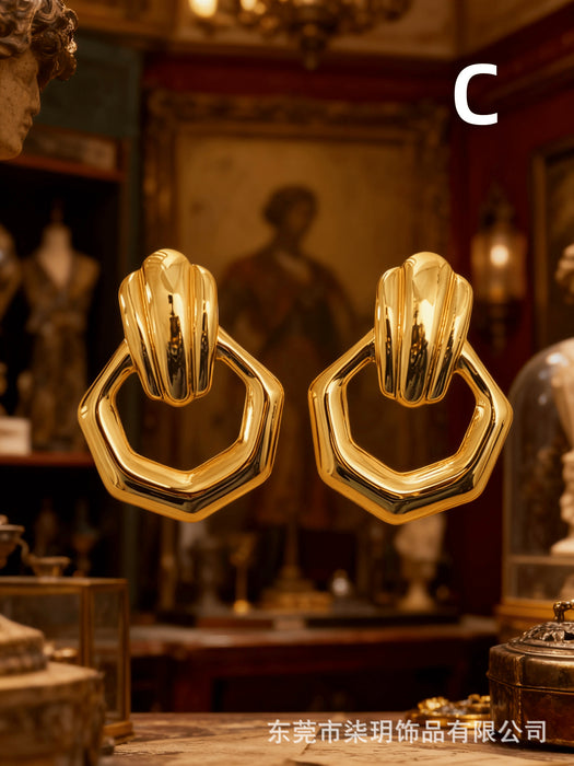 Wholesale Retro Metal Geometric Earrings Accessible  Women's Jewelry