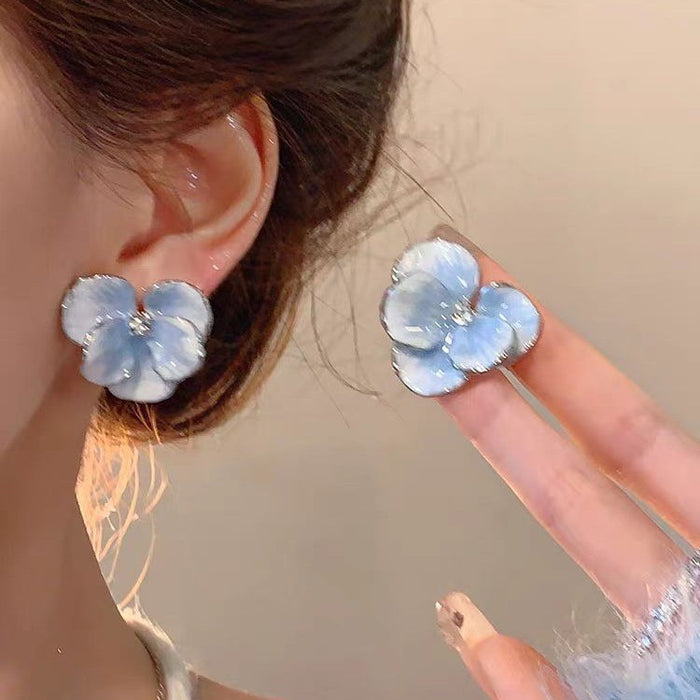 Wholesale Oil painting flower earrings sweet earrings niche earrings for women