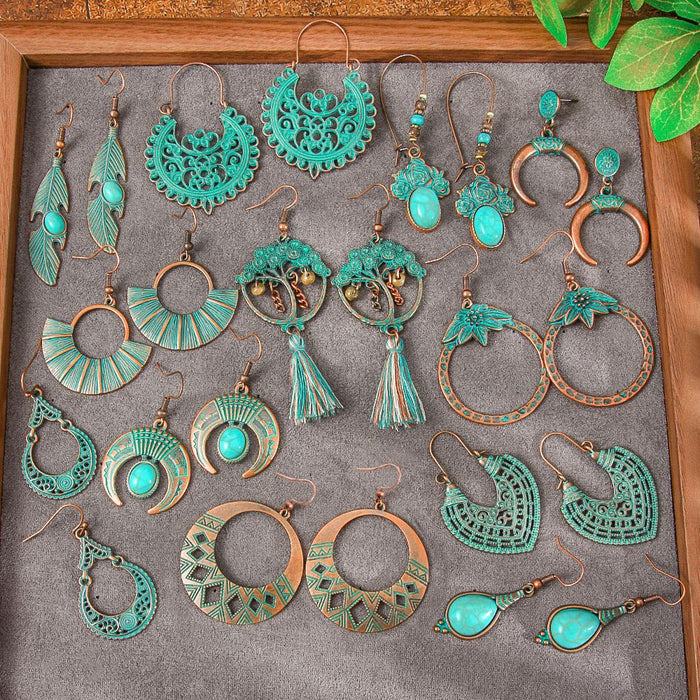 Wholesale Ethnic Vintage Heart Earring Set - Zinc Alloy Jewelry Accessory for Party Wear MOQ≥2