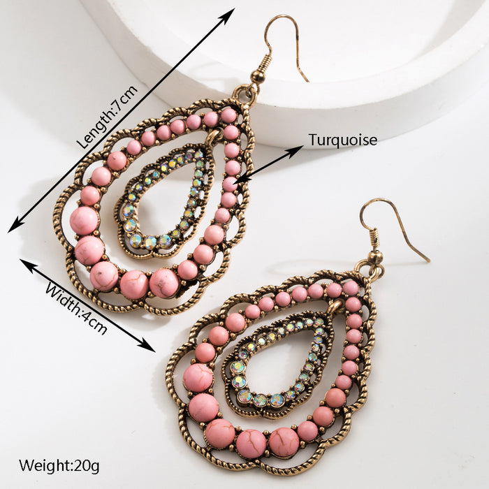 Wholesale Geometric teardrop-shaped turquoise earrings