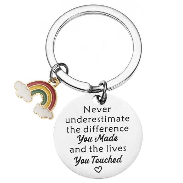 Wholesale Rainbow Stainless Steel Keychain Birthday Gifts Stainless Steel Keychain