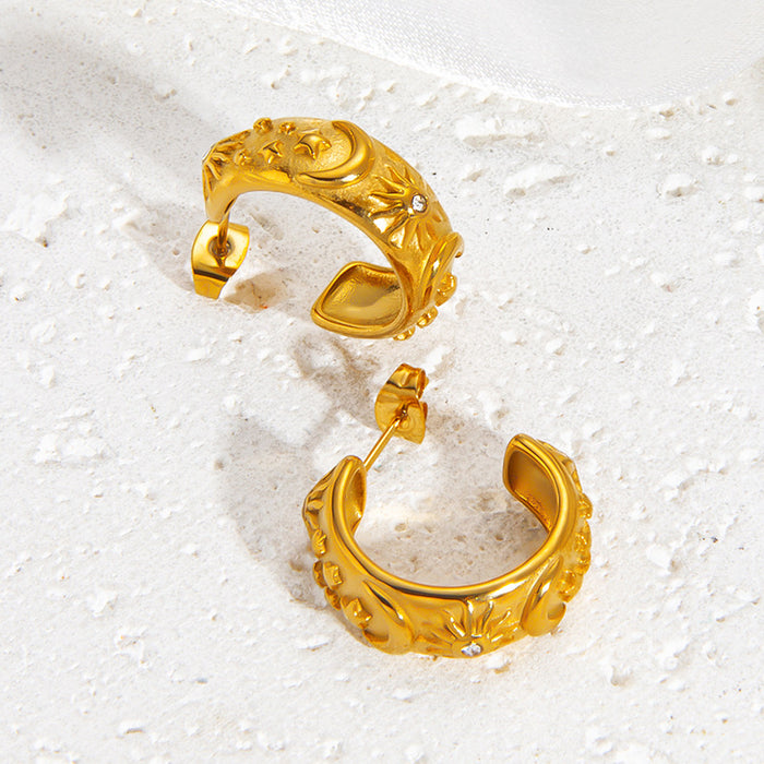 Wholesale embossed sun moon star opening bracelet