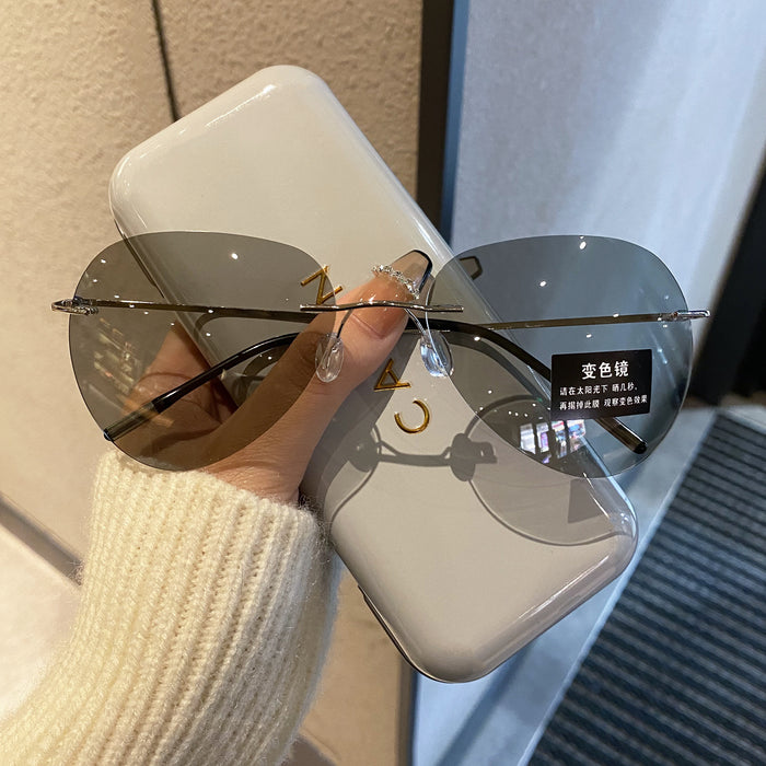 Wholesale Frameless sunglasses for men, pilot polarized sunglasses, UV resistant