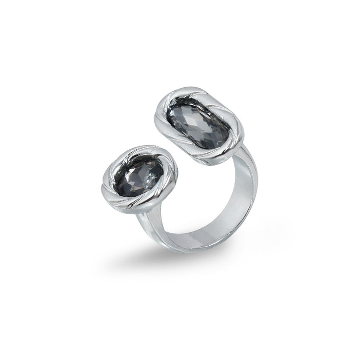 Wholesale Square Black Diamond Adjustable Ring