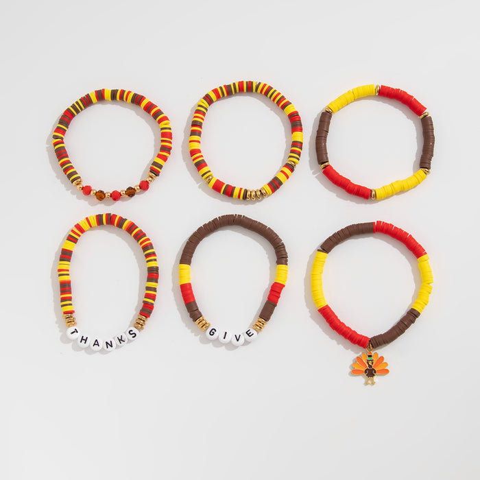 Wholesale Thanksgiving Maple Leaf Acrylic Bracelet Creative Handmade Soft y Beaded Bracelet suit
