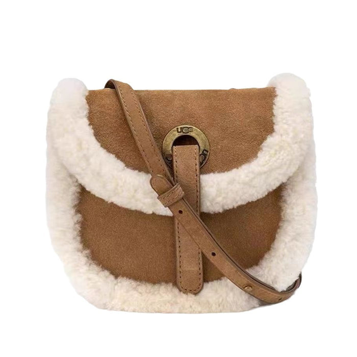 Wholesale women's bag autumn and winter suede saddle bag fur bag lamb wool shoulder slung casual plush bag