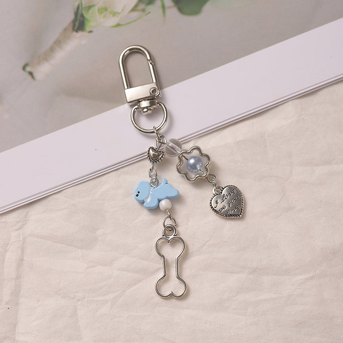 Wholesale Blue puppy phone chain pendant bag pendant keychain heart pendant