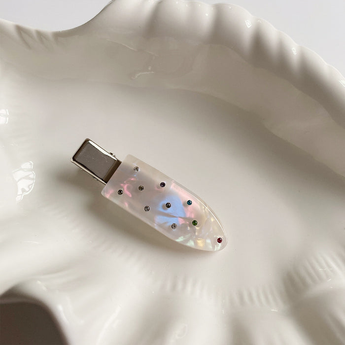 Wholesale Colorful diamond side hair clip with no trace, elegant edge clip, high-end feeling, duckbill clip, fashionable and versatile headband