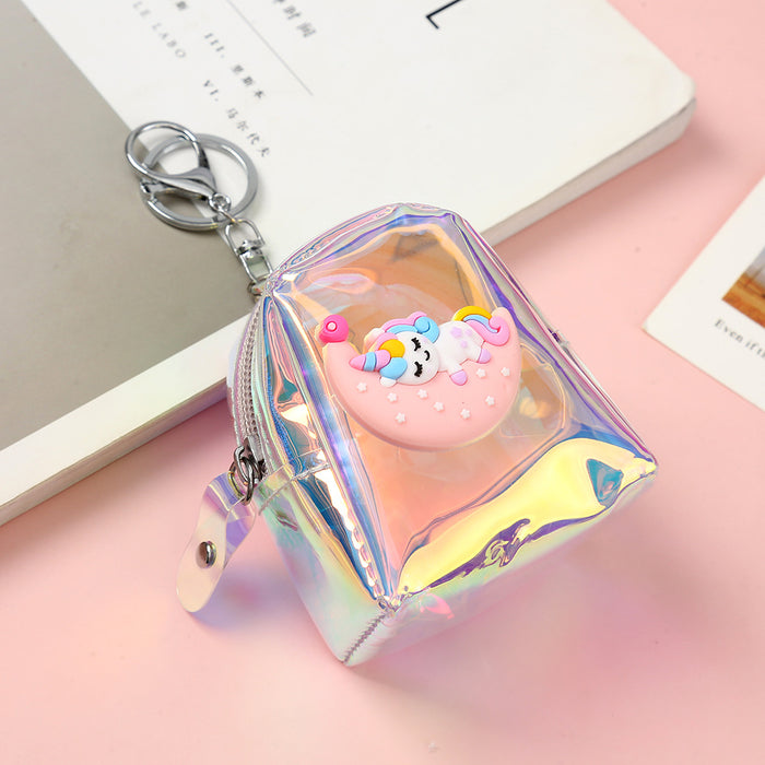 Wholesale PU Cartoon Laser Unicorn Coin Purse Keychain JDC-KC-YiK013