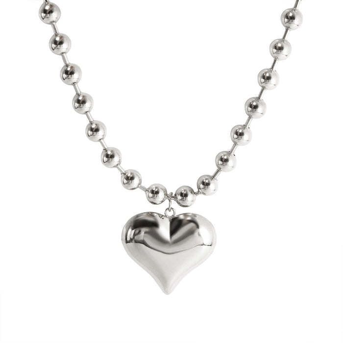 Wholesale Love necklace, fashionable and luxurious, electroplated smooth steel ball chain, peach pendant, stainless steel necklace