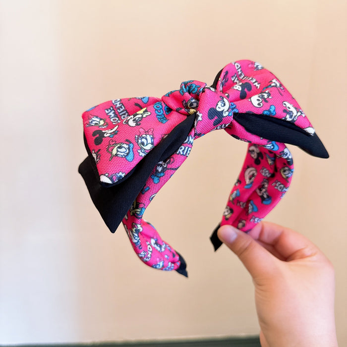 Wholesale Cartoon Cute Color Matching Temperament Double Layered Bow Headband （S） JDC-HD-Huaj020