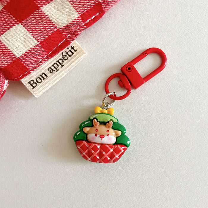 Wholesale Trendy Cartoon Christmas Resin Keychain Pendant  Design Bag Charm Gift Accessory For Resale