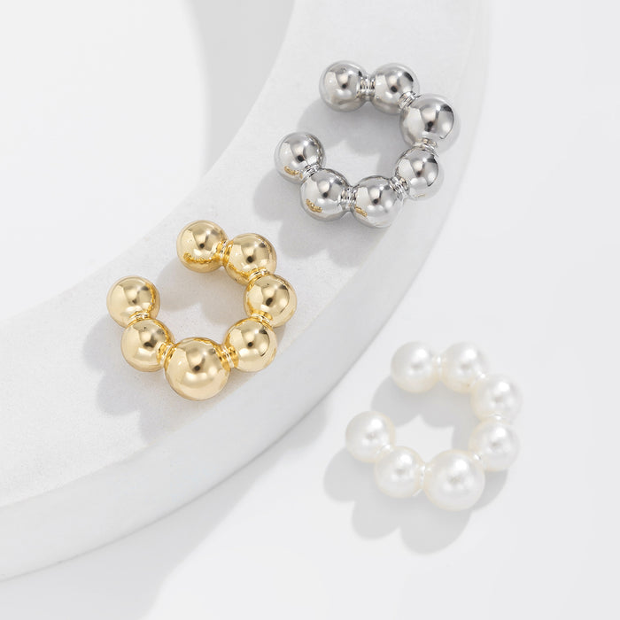 Wholesale Jewelry Fashion No Ear Hole Light Luxury Pearl 3-Piece Set