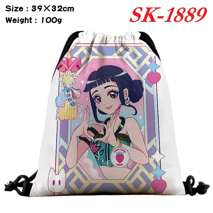 Wholesale Kpop drawstring storage bag with large capacity and full color design also functions as a shopping bag