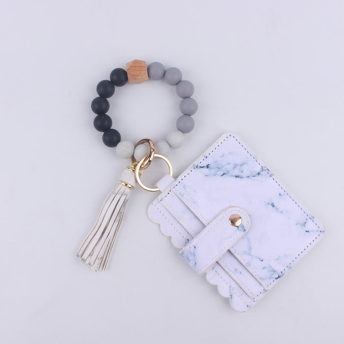 Wholesale Silicone bead bracelet accessories silicone Keychain