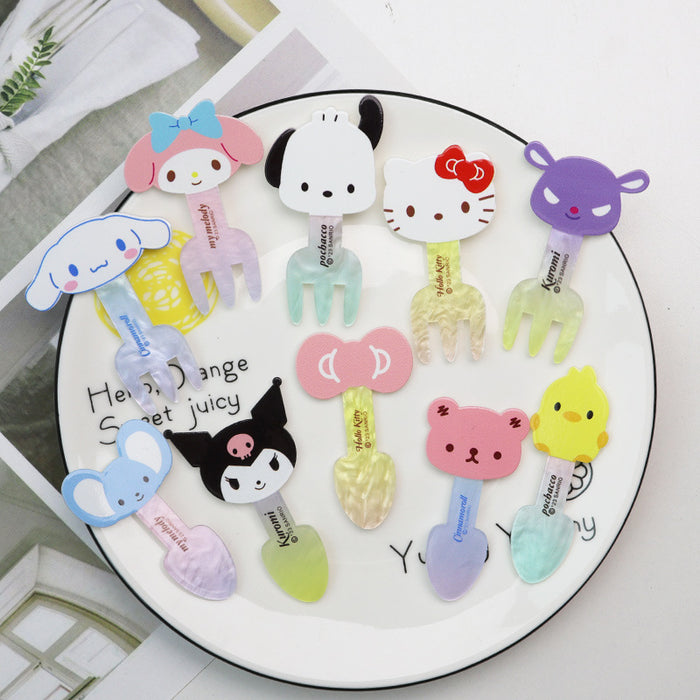 Wholesale 10pcs Cartoon Cute Animal Fork Spoon Acrylic Diy Decorative Patch Accessories JDC-FK-YaoL026