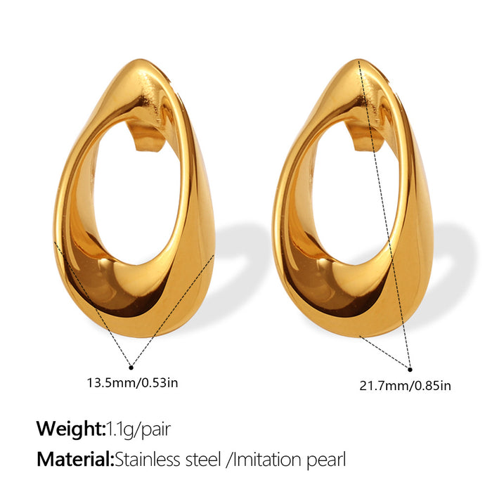 Wholesale U-Shaped Gold-Plated Stainless Steel Openwork Earrings