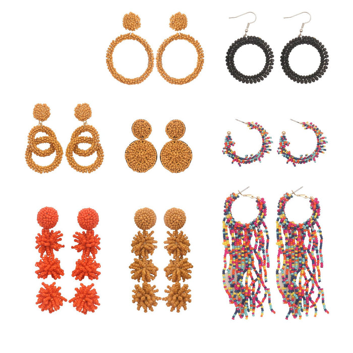 Wholesale Wholesale of colorful handmade beaded earrings with exaggerated personality for women
